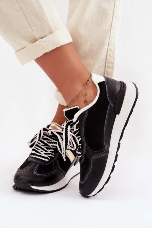 Sneakers modelio batai Moteriškas iš eko odos juodos spalvos Kelira