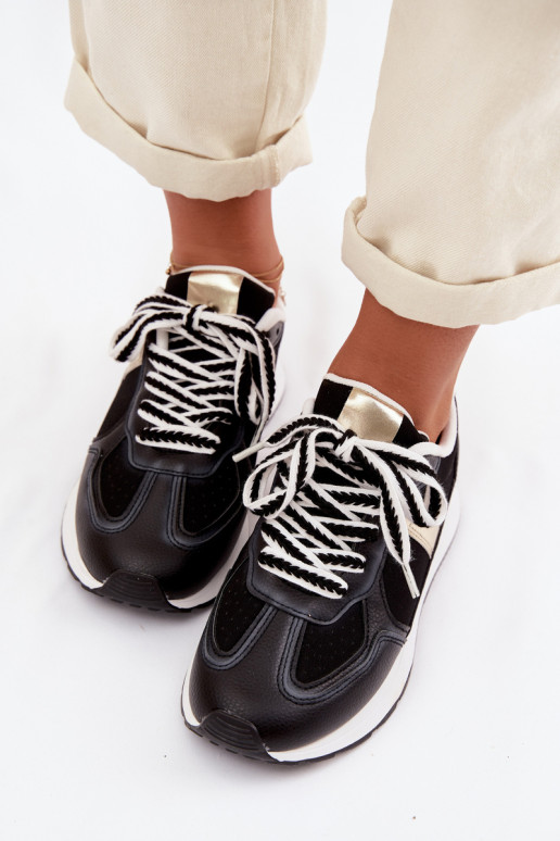 Sneakers modelio batai Moteriškas iš eko odos juodos spalvos Kelira