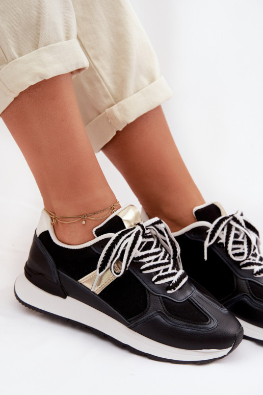 Sneakers modelio batai Moteriškas iš eko odos juodos spalvos Kelira