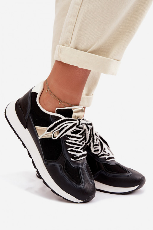 Sneakers modelio batai Moteriškas iš eko odos juodos spalvos Kelira