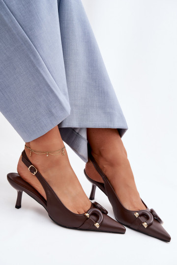 Moteriškos basutės su plonais kulniukais Su puošniais Detalem CzekoladoĮe Brienne