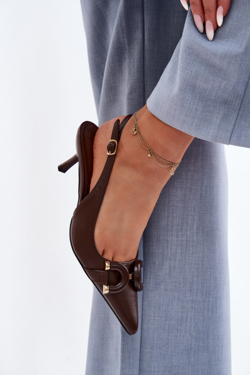 Moteriškos basutės su plonais kulniukais Su puošniais Detalem CzekoladoĮe Brienne