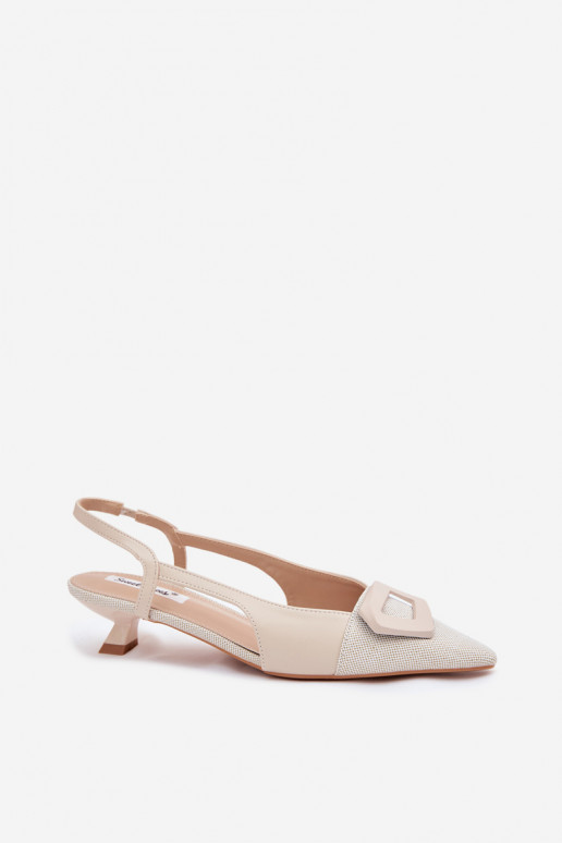 Moteriškos basutės Ant žemo kulno Su puošniais Detalem smėlio spalvos Camira