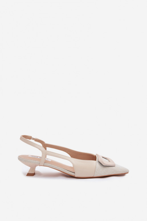 Moteriškos basutės Ant žemo kulno Su puošniais Detalem smėlio spalvos Camira