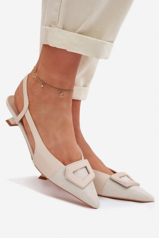 Moteriškos basutės Ant žemo kulno Su puošniais Detalem smėlio spalvos Camira