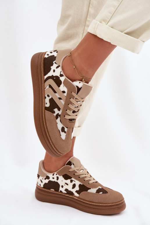 Sneakers modelio batai Moteriškas su platforma IN Łaty smėlio spalvos Denissa