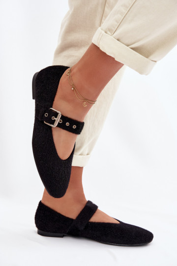 Balerinos Moteriškas su dirželiais juodos spalvos Pamira