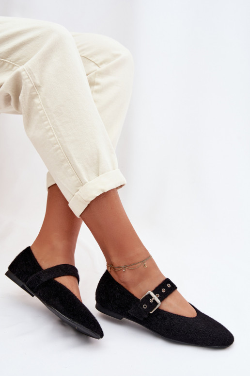 Balerinos Moteriškas su dirželiais juodos spalvos Pamira