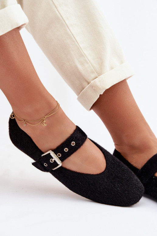 Balerinos Moteriškas su dirželiais juodos spalvos Pamira