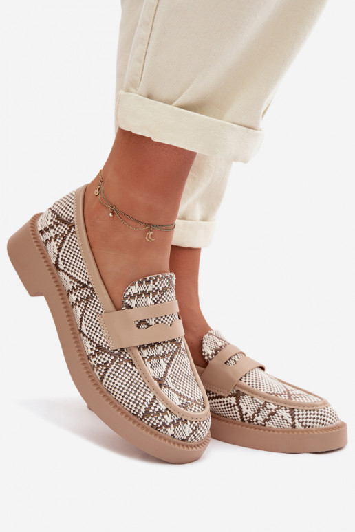 moteriški mokasinai Raštuotas smėlio spalvos Barisa