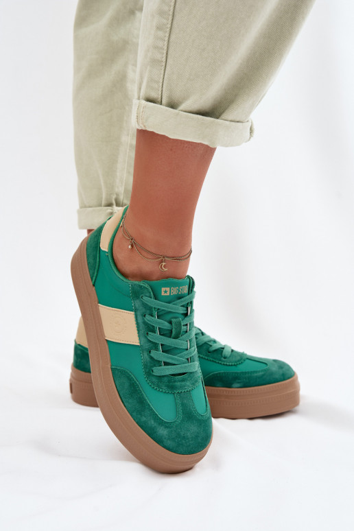 iš zomšos Sneakers modelio batai Moteriškas Big Star TT274163 žalios spalvos