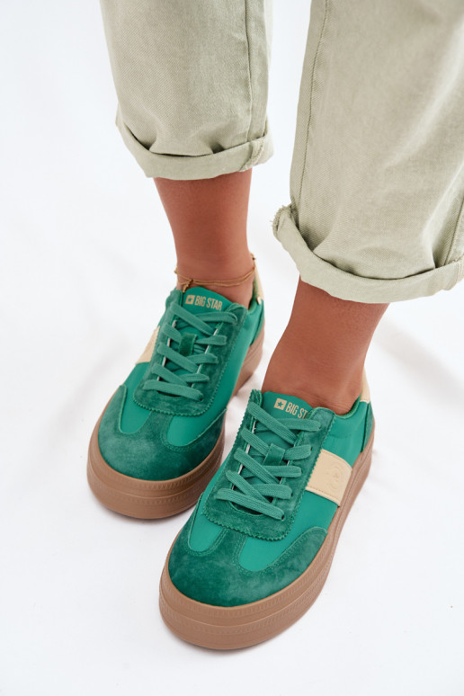 iš zomšos Sneakers modelio batai Moteriškas Big Star TT274163 žalios spalvos
