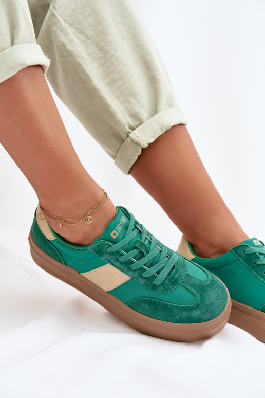 iš zomšos Sneakers modelio batai Moteriškas Big Star TT274163 žalios spalvos