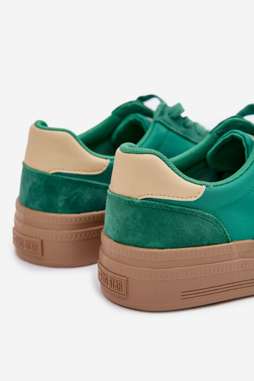 iš zomšos Sneakers modelio batai Moteriškas Big Star TT274163 žalios spalvos