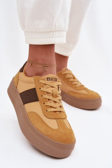 iš zomšos Sneakers modelio batai Moteriškas Big Star TT274166 geltonos spalvos 2