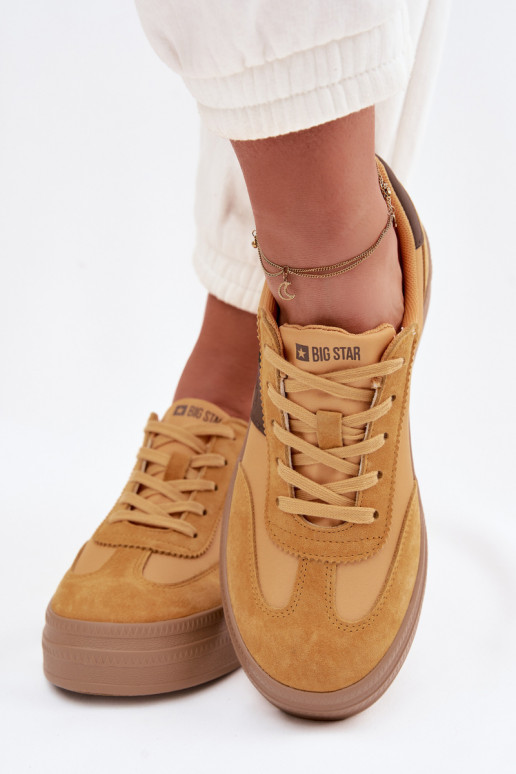 iš zomšos Sneakers modelio batai Moteriškas Big Star TT274166 geltonos spalvos