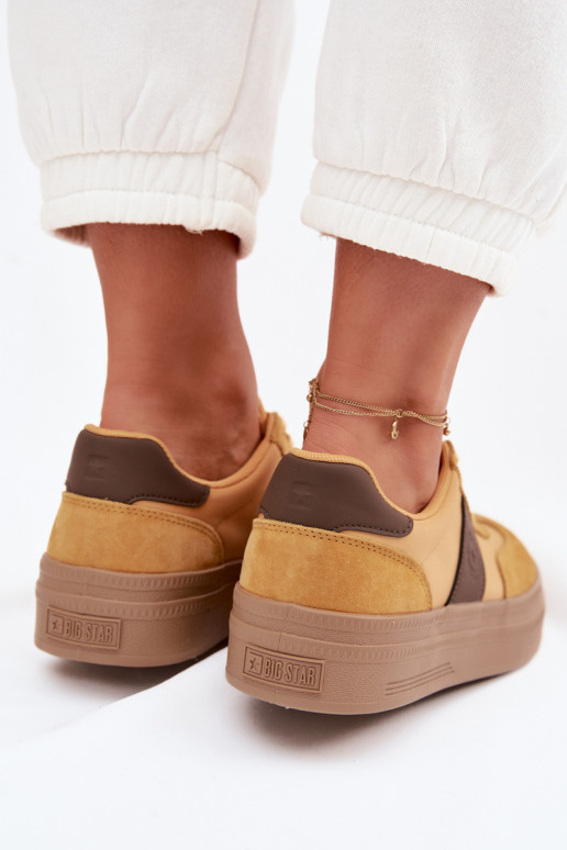 iš zomšos Sneakers modelio batai Moteriškas Big Star TT274166 geltonos spalvos