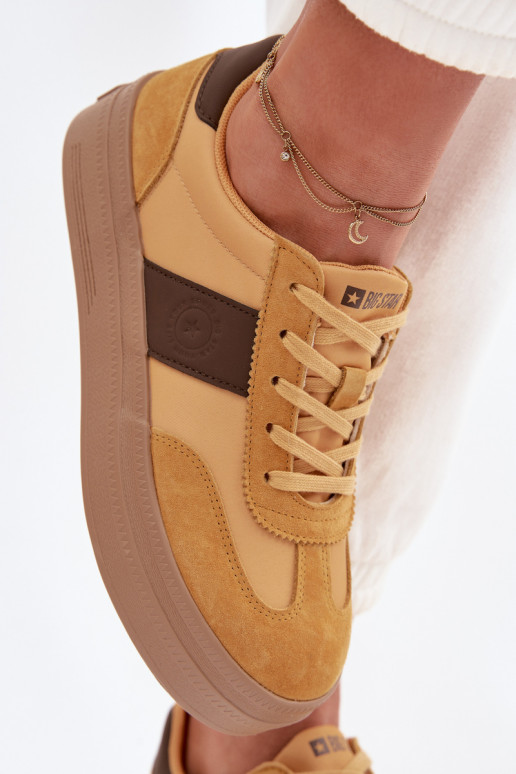 iš zomšos Sneakers modelio batai Moteriškas Big Star TT274166 geltonos spalvos