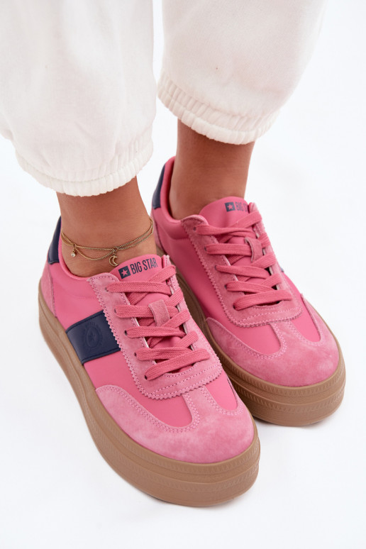 iš zomšos Sneakers modelio batai Moteriškas Big Star TT274164 rožinės spalvos
