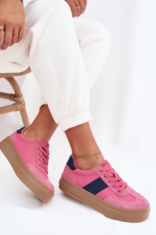 iš zomšos Sneakers modelio batai Moteriškas Big Star TT274164 rožinės spalvos