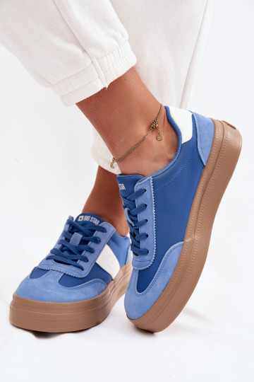 iš zomšos Sneakers modelio batai Moteriškas Big Star TT274165 mėlynos spalvos