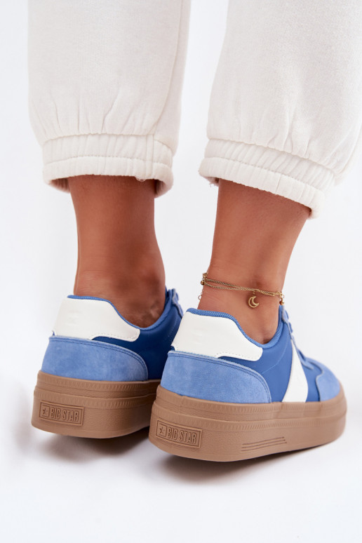 iš zomšos Sneakers modelio batai Moteriškas Big Star TT274165 mėlynos spalvos