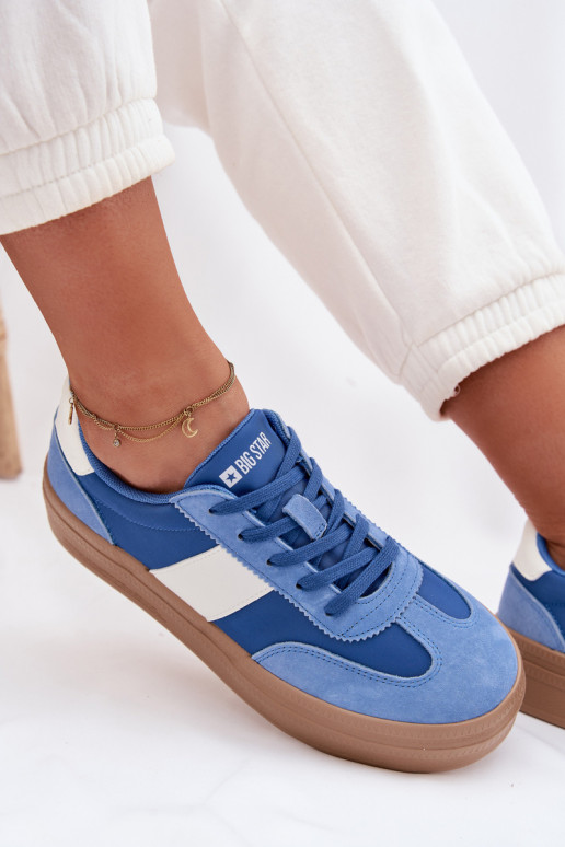 iš zomšos Sneakers modelio batai Moteriškas Big Star TT274165 mėlynos spalvos