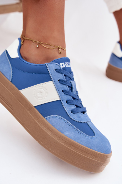 iš zomšos Sneakers modelio batai Moteriškas Big Star TT274165 mėlynos spalvos