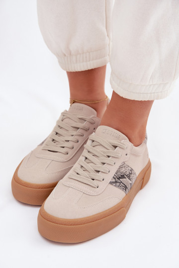 Sneakers modelio batai Moteriškas Ze INstaĮkami Gyvatės oda Big Star TT274299 pilkos spalvos