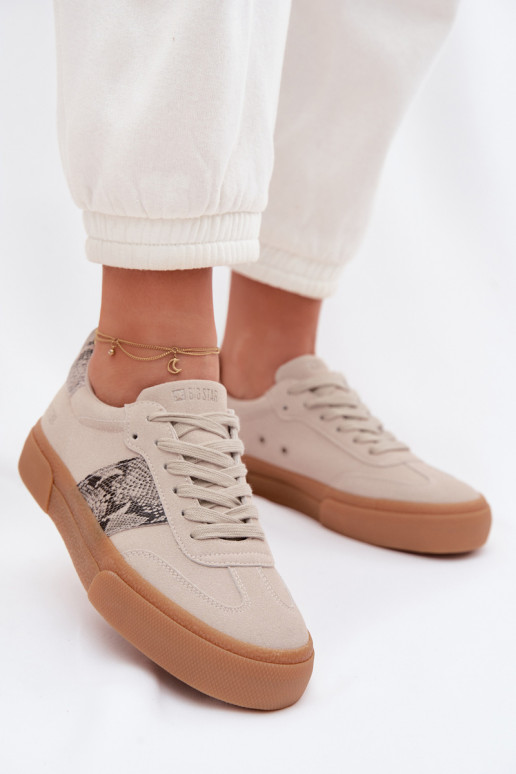 Sneakers modelio batai Moteriškas Ze INstaĮkami Gyvatės oda Big Star TT274299 pilkos spalvos