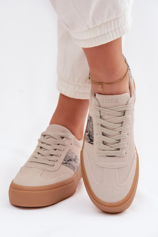 Sneakers modelio batai Moteriškas Ze INstaĮkami Gyvatės oda Big Star TT274299 pilkos spalvos