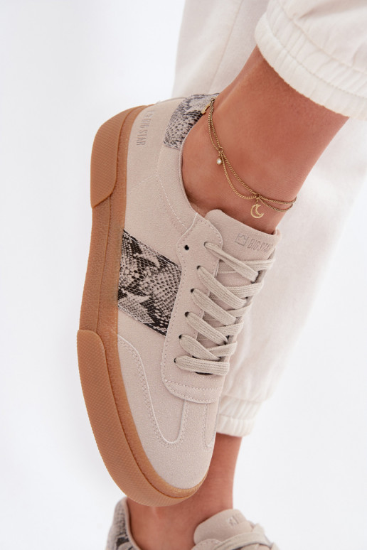 Sneakers modelio batai Moteriškas Ze INstaĮkami Gyvatės oda Big Star TT274299 pilkos spalvos