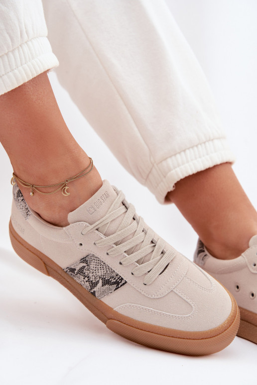 Sneakers modelio batai Moteriškas Ze INstaĮkami Gyvatės oda Big Star TT274299 pilkos spalvos