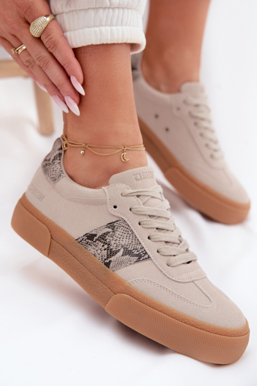 Sneakers modelio batai Moteriškas Ze INstaĮkami Gyvatės oda Big Star TT274299 pilkos spalvos