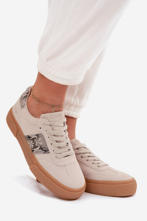 Sneakers modelio batai Moteriškas Ze INstaĮkami Gyvatės oda Big Star TT274299 pilkos spalvos