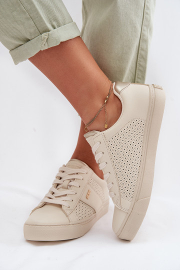 Sneakers modelio batai Moteriškas su aužūro elementais Big Star TT274292 smėlio spalvos