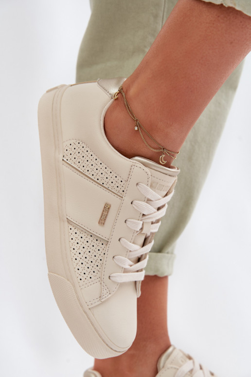 Sneakers modelio batai Moteriškas su aužūro elementais Big Star TT274292 smėlio spalvos