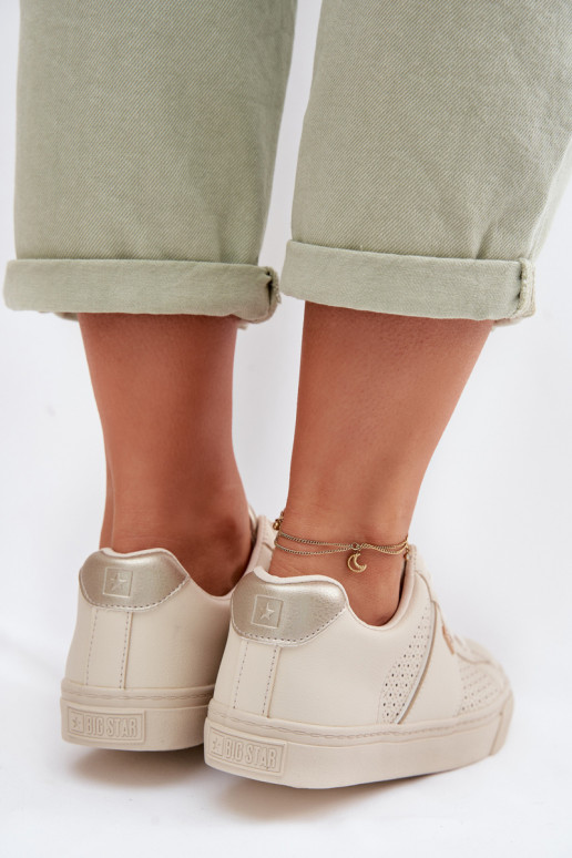 Sneakers modelio batai Moteriškas su aužūro elementais Big Star TT274292 smėlio spalvos