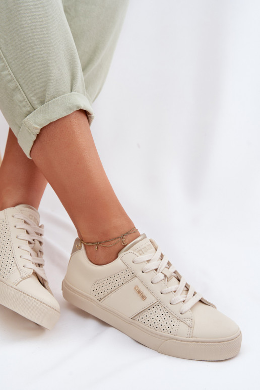 Sneakers modelio batai Moteriškas su aužūro elementais Big Star TT274292 smėlio spalvos