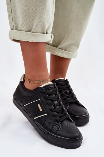 Sneakers modelio batai Moteriškas su aužūro elementais Big Star TT274290 juodos spalvos