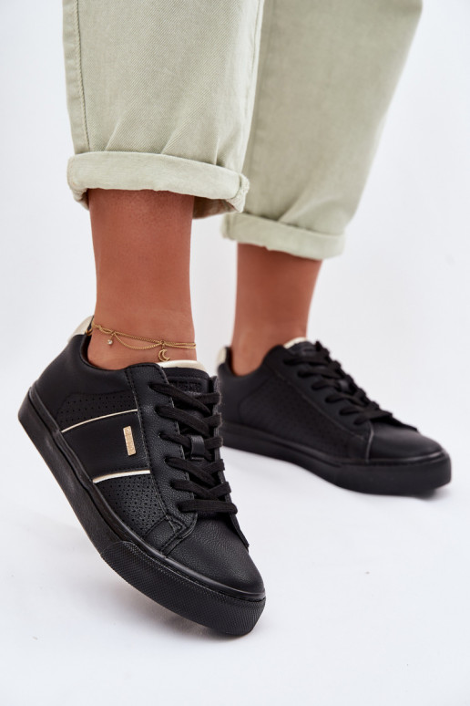 Sneakers modelio batai Moteriškas su aužūro elementais Big Star TT274290 juodos spalvos