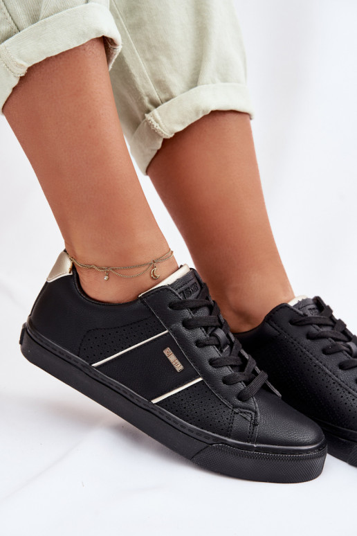 Sneakers modelio batai Moteriškas su aužūro elementais Big Star TT274290 juodos spalvos