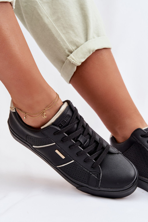Sneakers modelio batai Moteriškas su aužūro elementais Big Star TT274290 juodos spalvos
