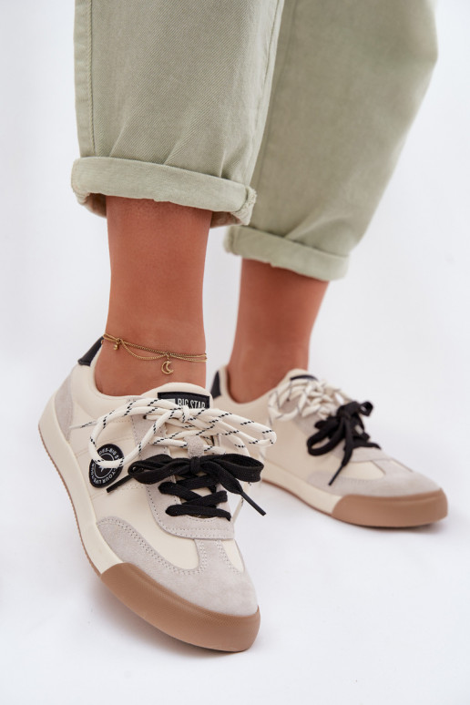 Sneakers modelio batai MoteriškassuPodĮójnym Suvarstymasm Big Star TT274168 smėlio spalvos