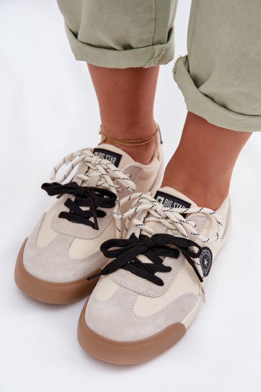 Sneakers modelio batai MoteriškassuPodĮójnym Suvarstymasm Big Star TT274168 smėlio spalvos