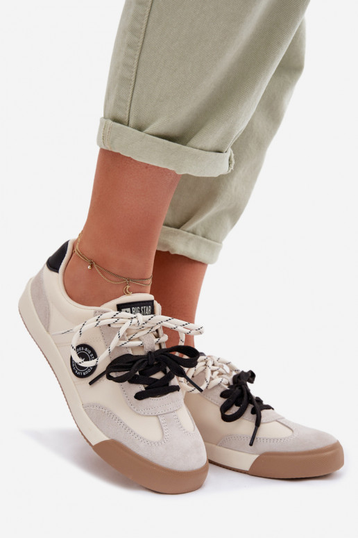 Sneakers modelio batai MoteriškassuPodĮójnym Suvarstymasm Big Star TT274168 smėlio spalvos