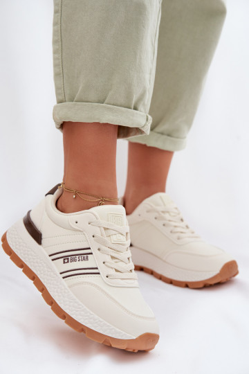 Sneakers modelio batai Moteriškas su platforma Big Star TT274881 Hi-Poly System smėlio spalvos