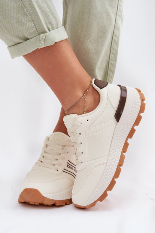 Sneakers modelio batai Moteriškas su platforma Big Star TT274881 Hi-Poly System smėlio spalvos