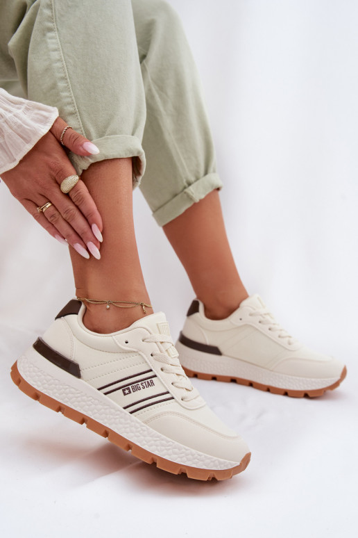 Sneakers modelio batai Moteriškas su platforma Big Star TT274881 Hi-Poly System smėlio spalvos