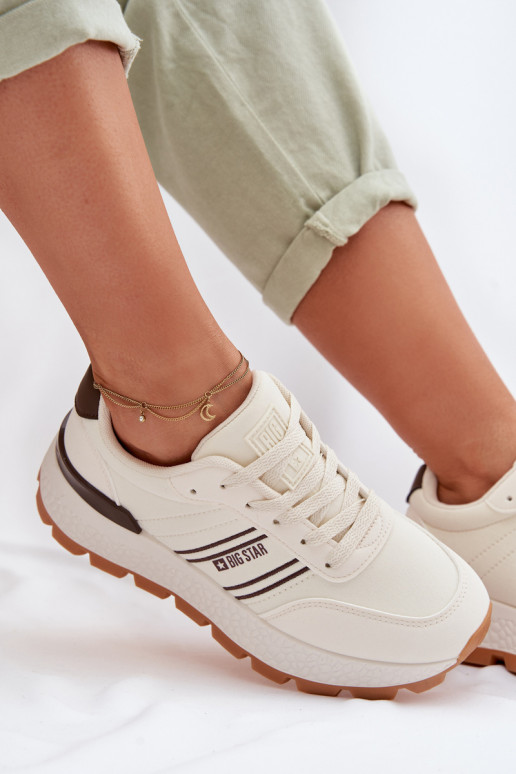 Sneakers modelio batai Moteriškas su platforma Big Star TT274881 Hi-Poly System smėlio spalvos